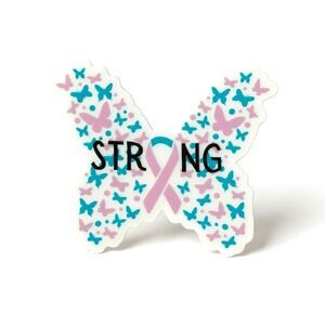 Strong Butterfly Pink Ribbon Breast Cancer Awareness Sticker 3x2.5 Vinyl Decal